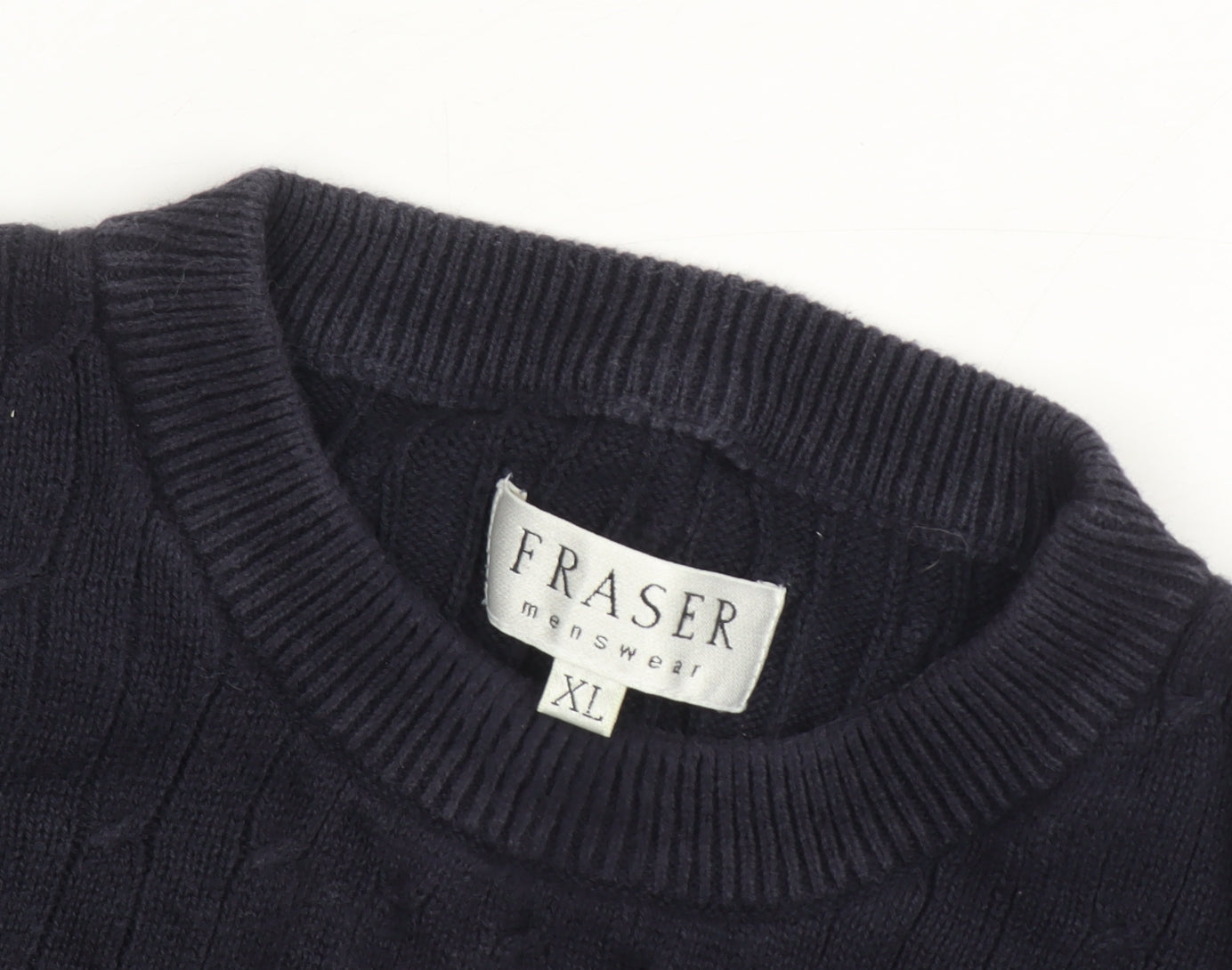 Fraser Men's Black XL Pullover Crew Neck Cable-Knit Jumper