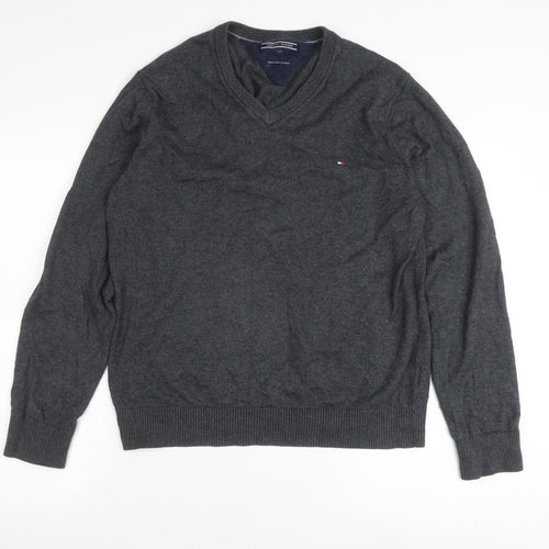 Tommy Hilfiger Men's Grey V-Neck Pullover Jumper M