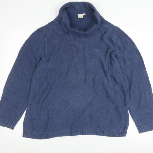 Cotton Traders Women's Blue Pullover Cowl Neck Jumper Size 18
