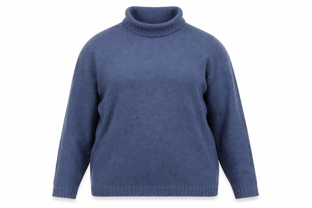 Front view of Cotton Traders Women's Blue Pullover Cowl Neck Jumper, size 18