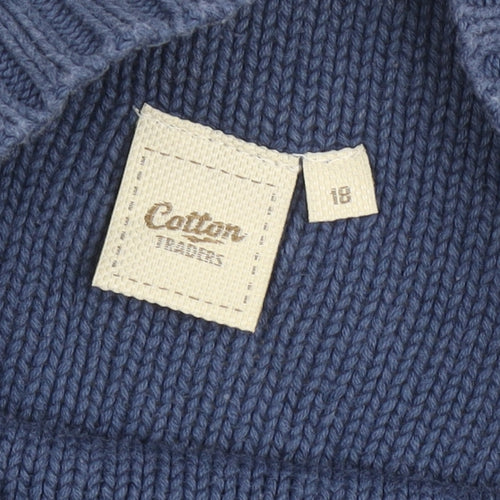 Cotton Traders Women's Blue Pullover Cowl Neck Jumper Size 18