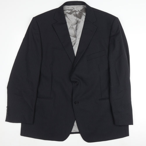 Marks and Spencer Men's Blue Striped Suit Jacket 48L