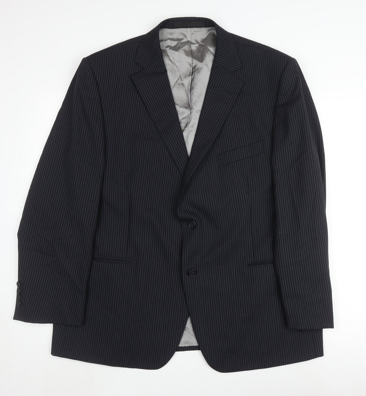 Marks and Spencer Men's Blue Striped Suit Jacket 48L