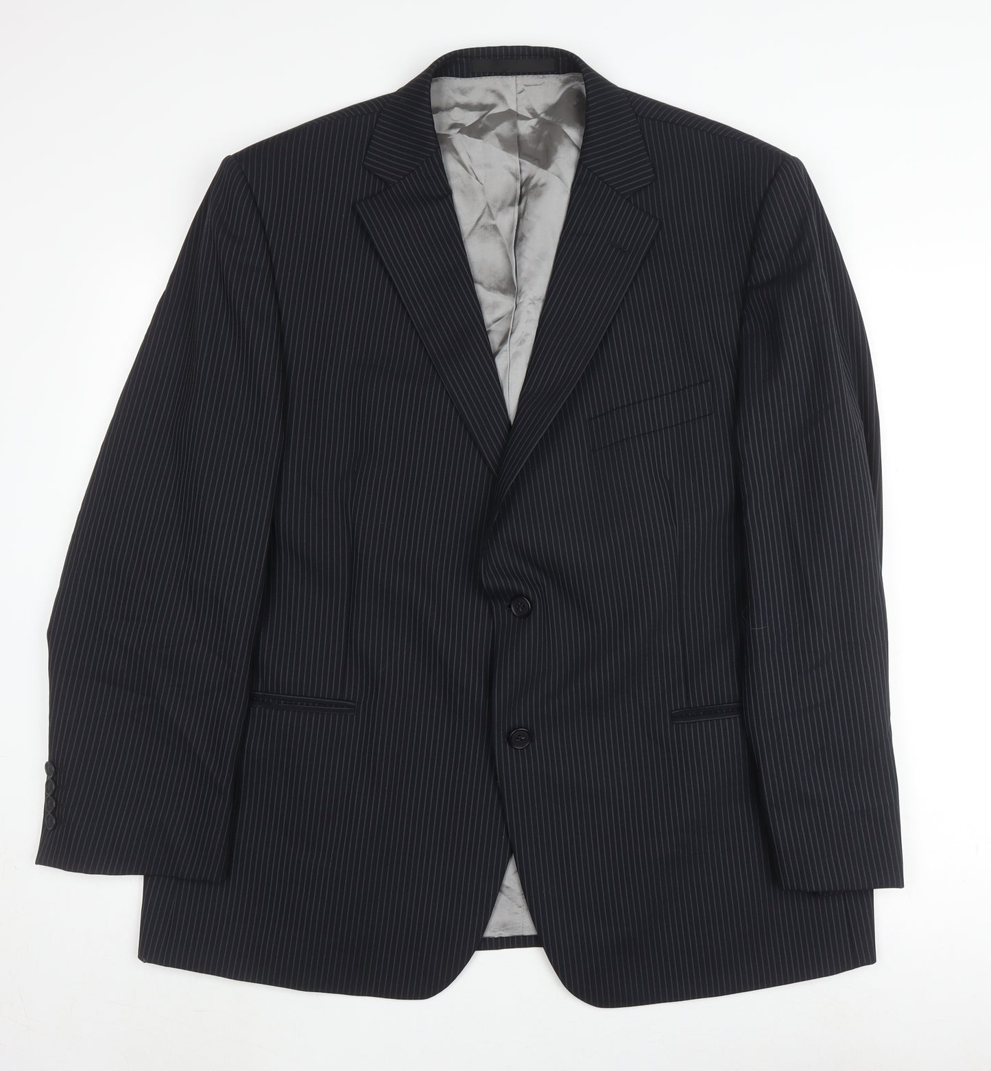 Marks and Spencer Men's Blue Striped Suit Jacket 48L