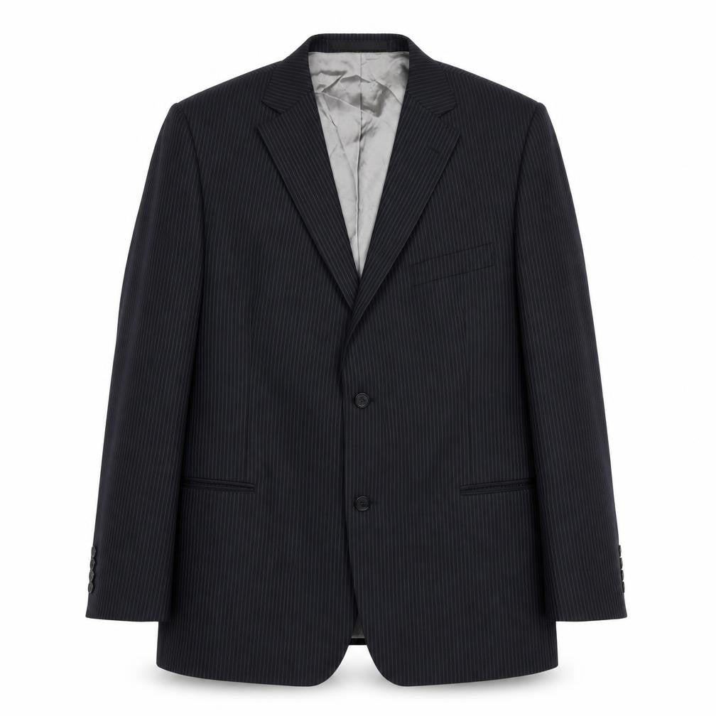 Front view of Marks & Spencer Men's Blue Striped Suit Jacket 48L