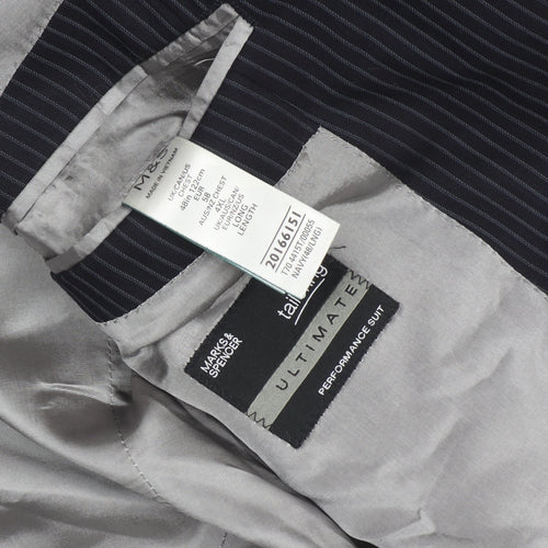 Marks and Spencer Men's Blue Striped Suit Jacket 48L