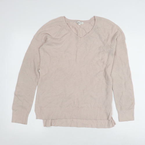 Gap Women's Beige V-Neck Pullover Jumper, Size S