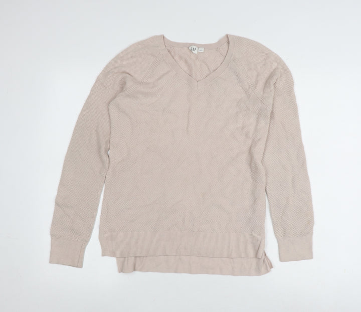 Gap Women's Beige V-Neck Pullover Jumper, Size S