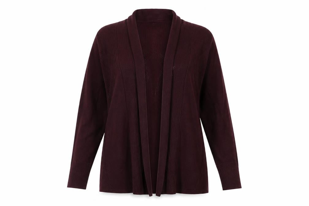 Front view of The Collection Women's Purple Open Front Cardigan, size 12