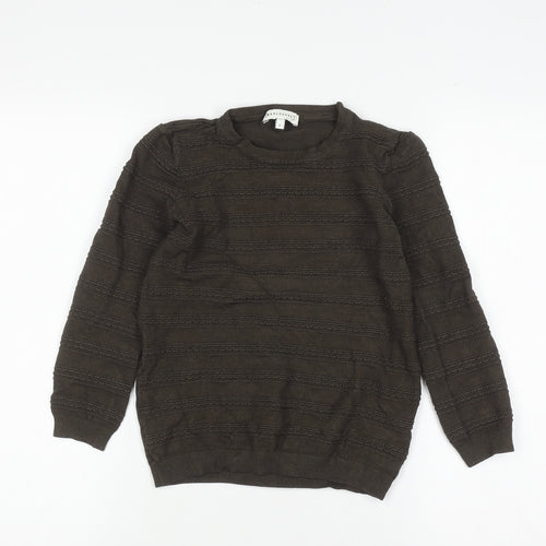 Warehouse Girls Brown Knit Crew Neck Pullover Jumper Size 8