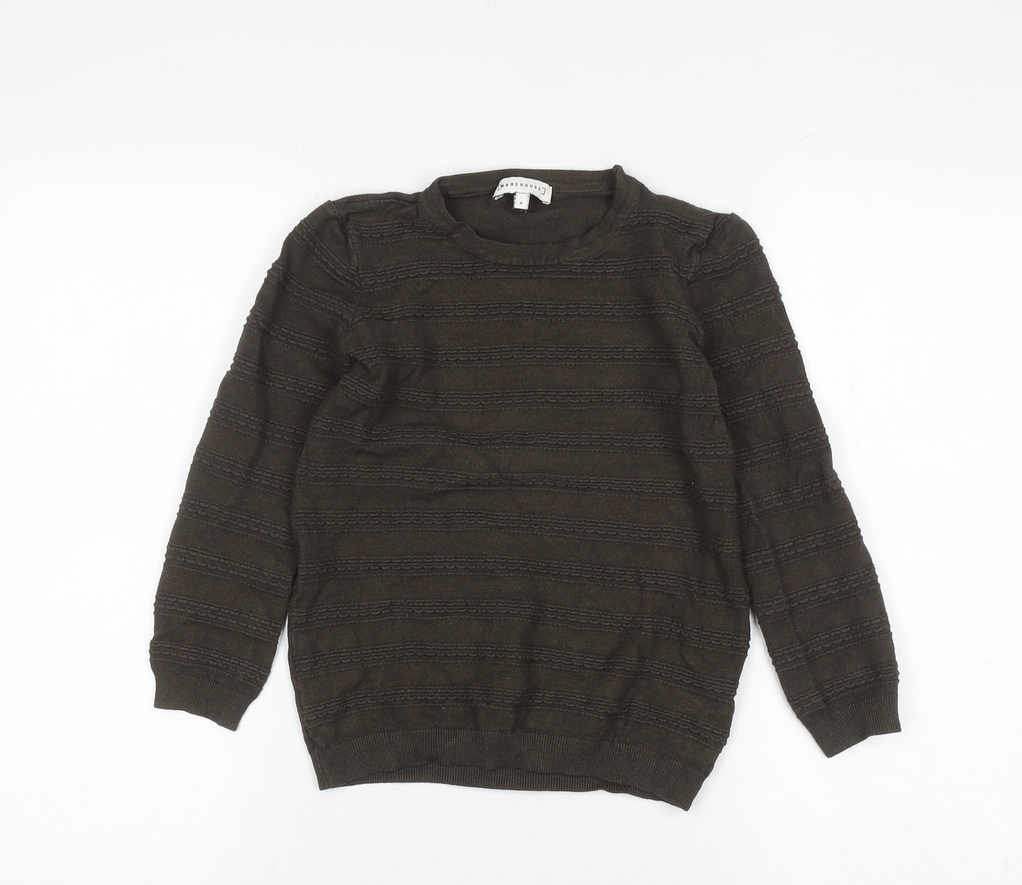 Warehouse Girls Brown Knit Crew Neck Pullover Jumper Size 8