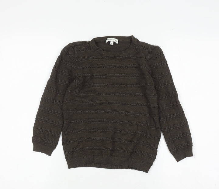 Warehouse Girls Brown Knit Crew Neck Pullover Jumper Size 8