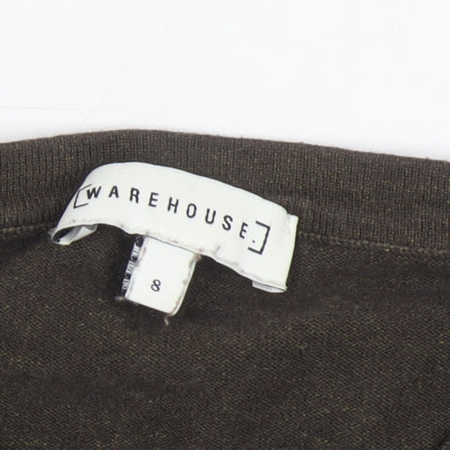 Warehouse Girls Brown Knit Crew Neck Pullover Jumper Size 8