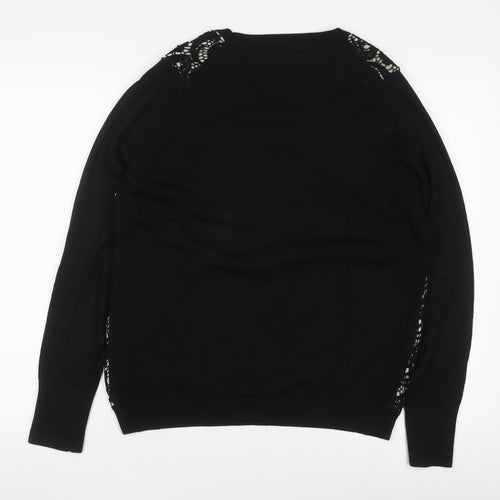 Jaeger Women's Black Lace Pullover Jumper