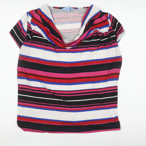 Aphorism Women's Multicoloured Striped Top, L, Cowl Neck