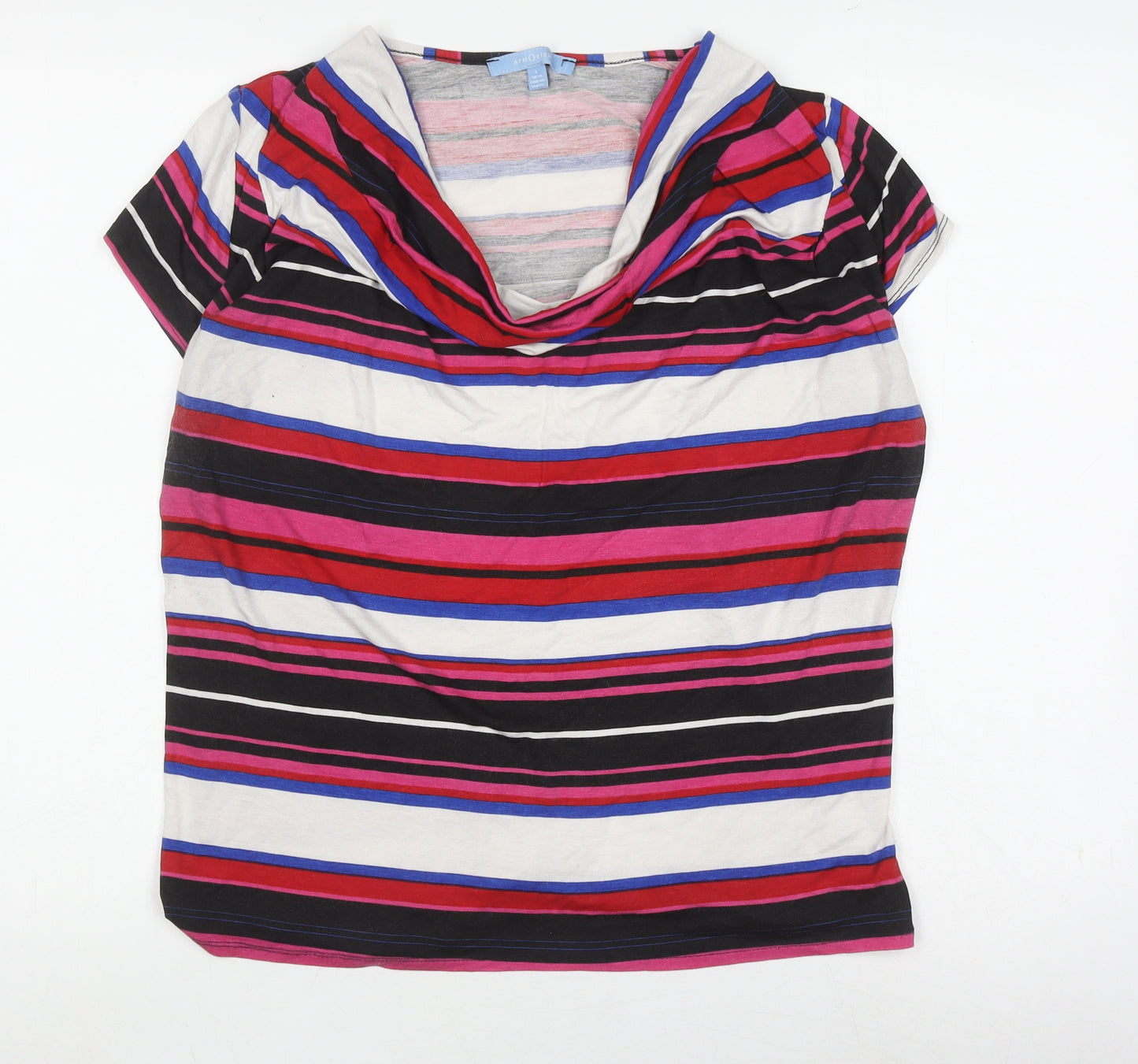 Aphorism Women's Multicoloured Striped Top, L, Cowl Neck