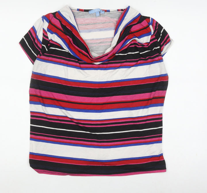 Aphorism Women's Multicoloured Striped Top, L, Cowl Neck