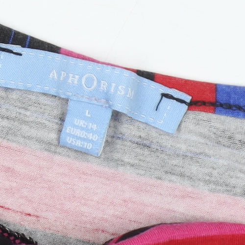 Aphorism Women's Multicoloured Striped Top, L, Cowl Neck