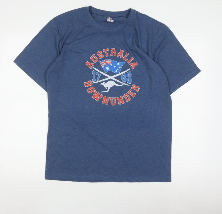 Australia Downunder T-Shirt XL Blue Men's Patriotic Graphic