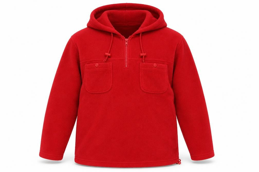 Front view of Fabrizio Red unisex hoodie m pullover casual winter