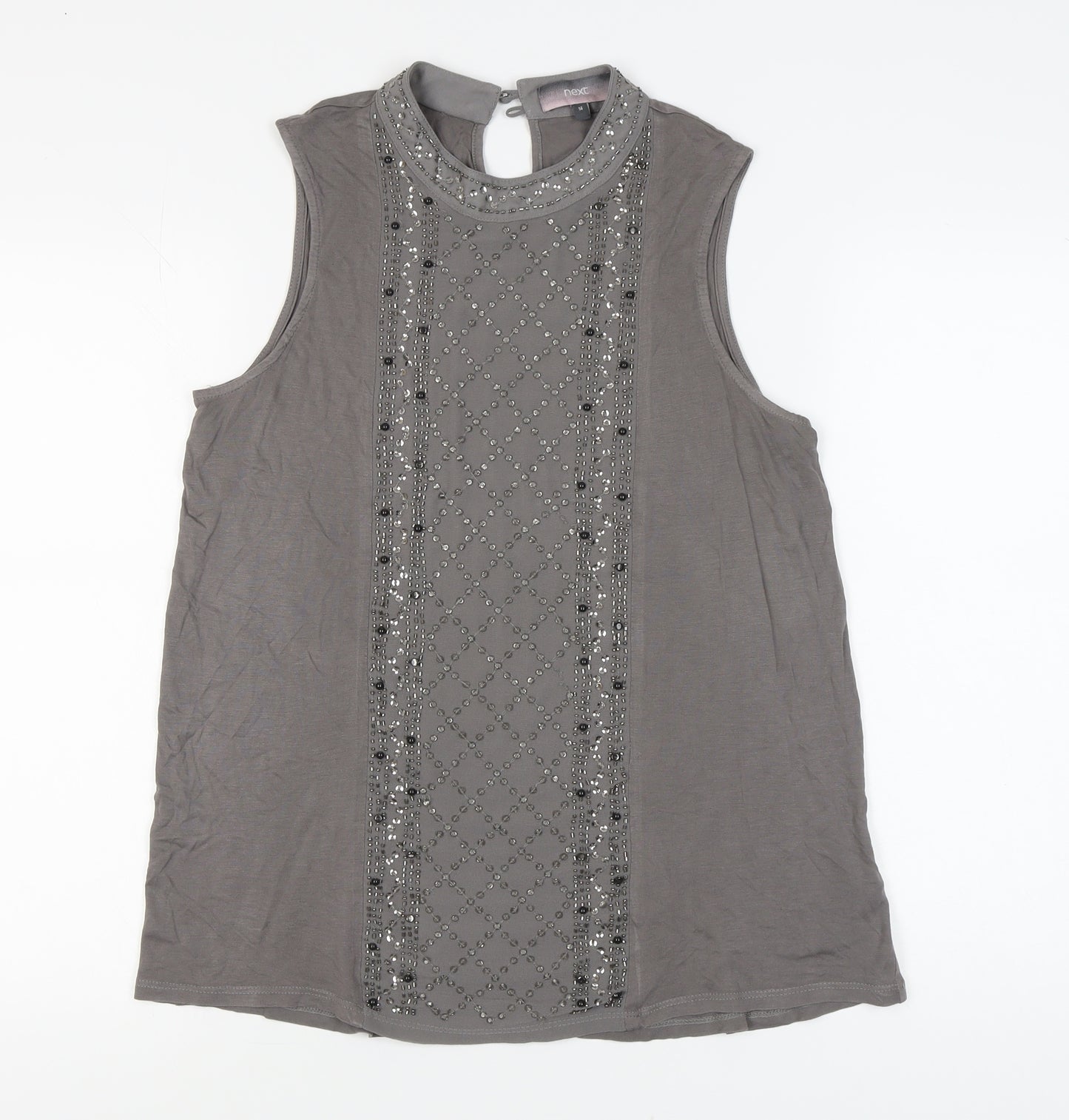 Next Women's Grey High Neck Sleeveless Blouse