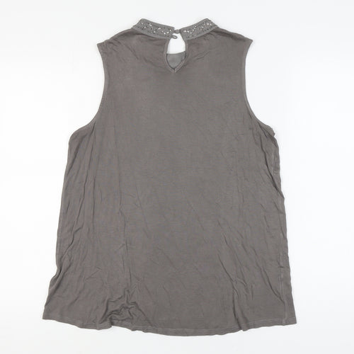 Next Women's Grey High Neck Sleeveless Blouse