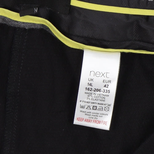 Next Women's Black Trousers 14L Cotton Elastane