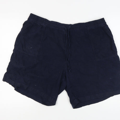 Next Women's Blue Plus Size Linen Blend Shorts