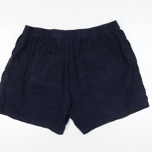Next Women's Blue Plus Size Linen Blend Shorts