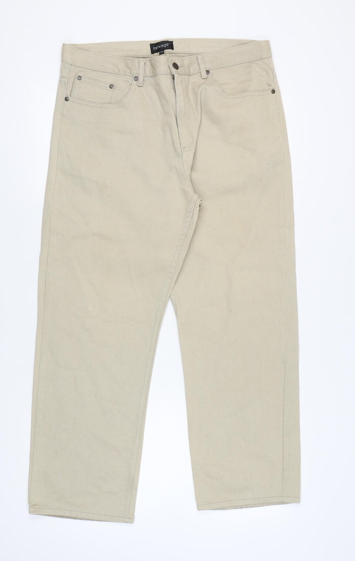 Salvage Men's Beige Straight Jeans 38S Cotton