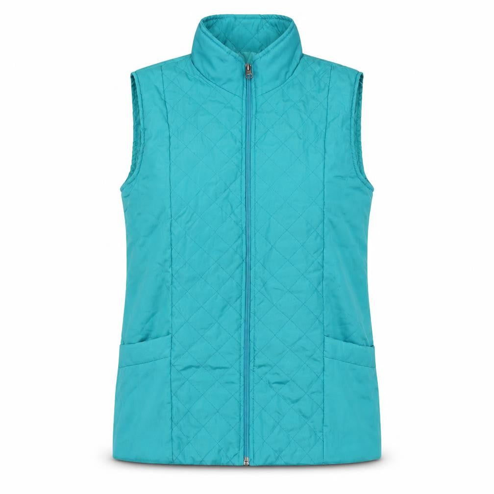 Front view of Anne De Lançay Women's Blue Quilted Waistcoat M