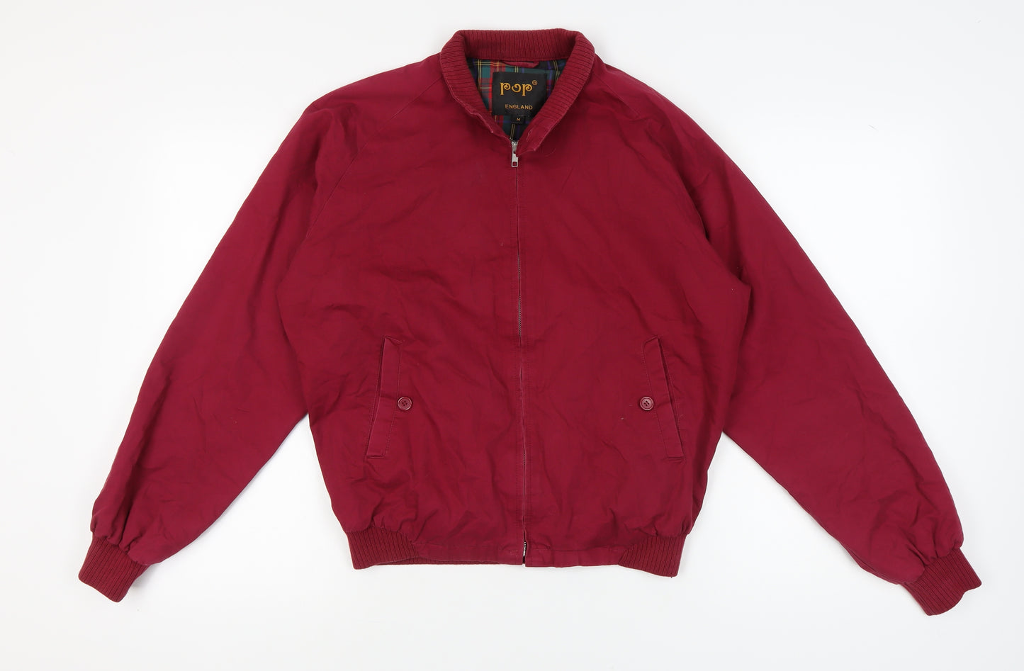 POP Men's Red Medium Basic Jacket with Zip Pockets