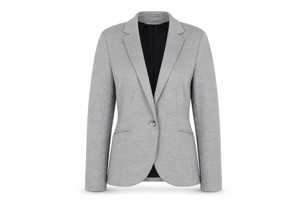 Front view of H&M Women's Grey Blazer, size 6, Regular Fit