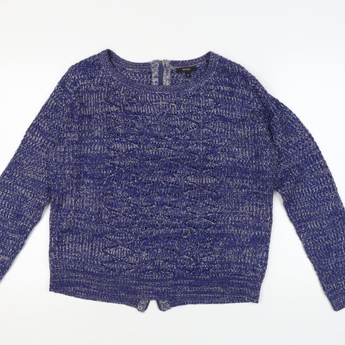Therapy Women's Blue Chunky-Knit Pullover Jumper XL