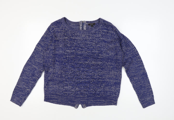 Therapy Women's Blue Chunky-Knit Pullover Jumper XL