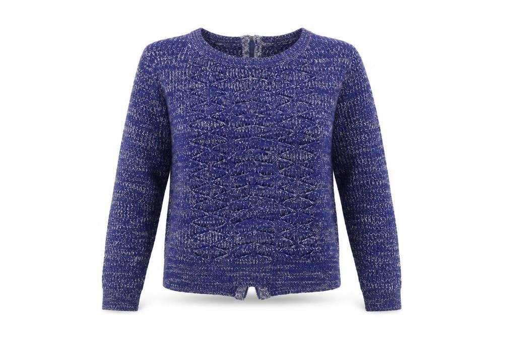 Front view of Therapy Women's Blue Chunky-Knit jumper XL