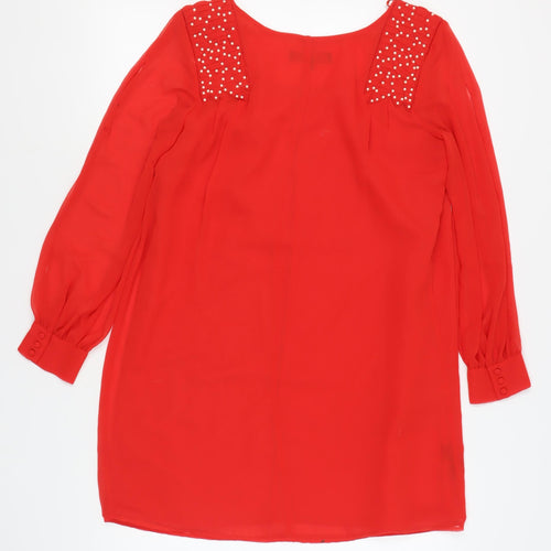 Next Women's Red Long Sleeve Dress, Size 14