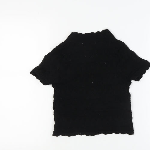 Zara Women's Black V-Neck Short Sleeve Knit Top Size 8