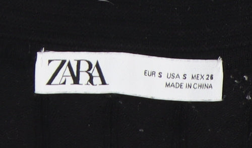 Zara Women's Black V-Neck Short Sleeve Knit Top Size 8