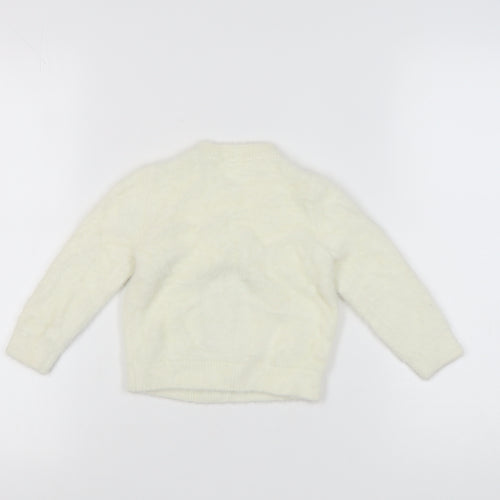 M&Co Girls Ivory Sequin Dog Pullover Jumper 2-3 Years