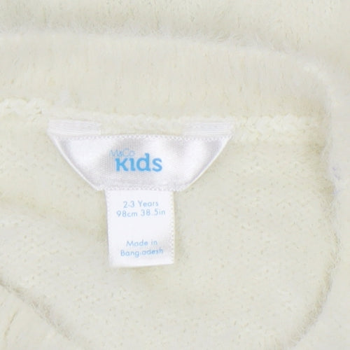 M&Co Girls Ivory Sequin Dog Pullover Jumper 2-3 Years
