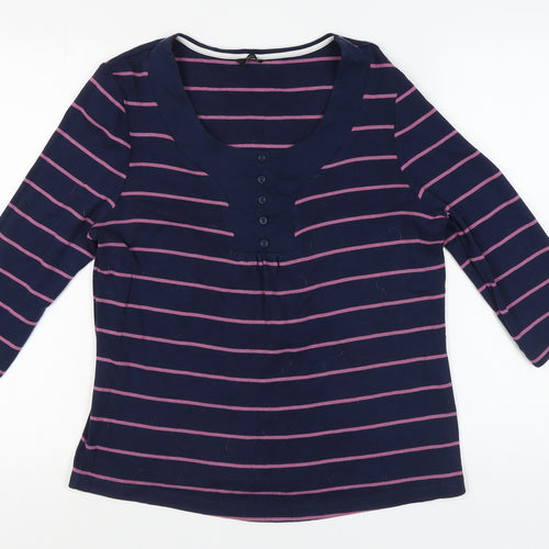 M&Co Women's Blue Striped 3/4 Sleeve Top 18
