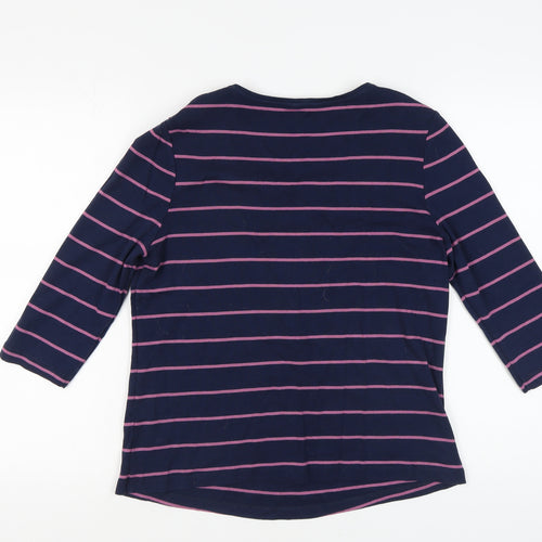 M&Co Women's Blue Striped 3/4 Sleeve Top 18