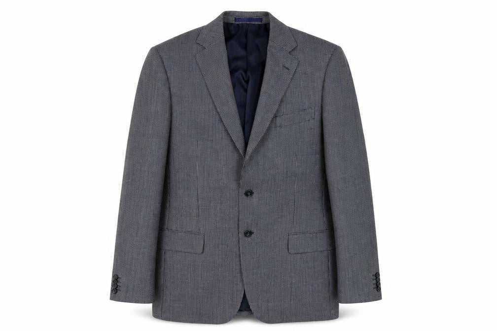 Front view of Marks & Spencer Men's Blue Check Blazer 40L