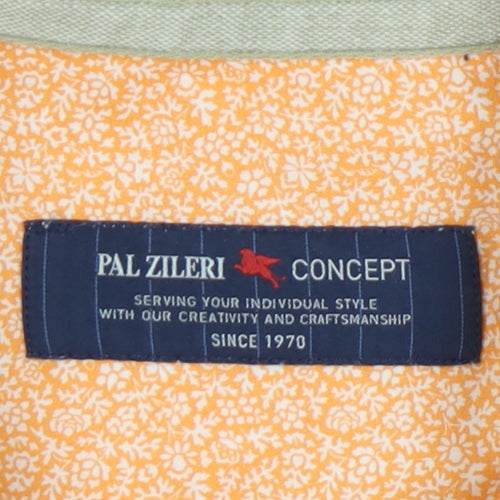 Pal Zileri Men's Orange Floral Button-Up Shirt L/S