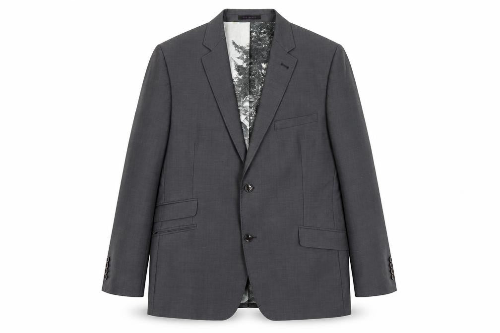 Front view of Ted Baker Grey Blazer Men Regular Fit 44 S Jacket