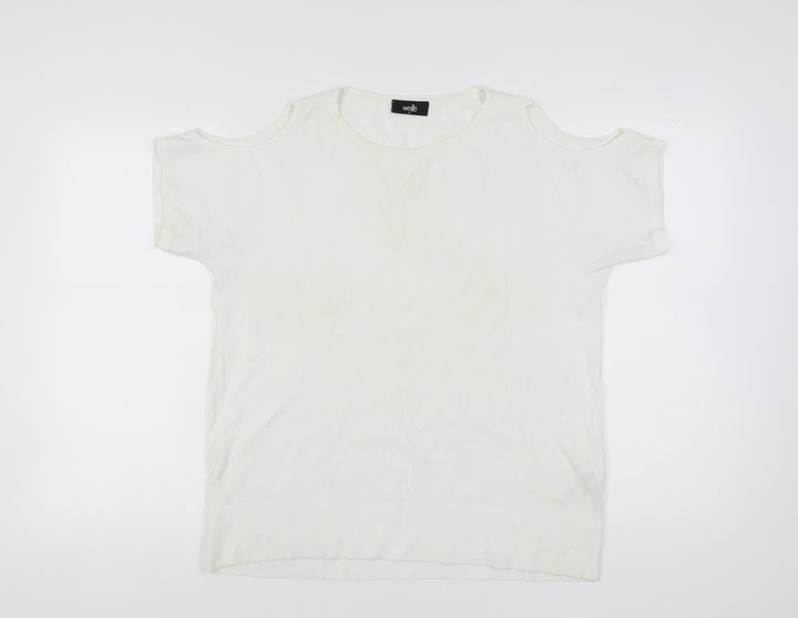 Wallis Women's White Cold Shoulder T-Shirt M