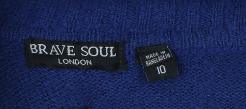 Brave Soul Women's Blue Roll Neck Pullover Jumper Size 10