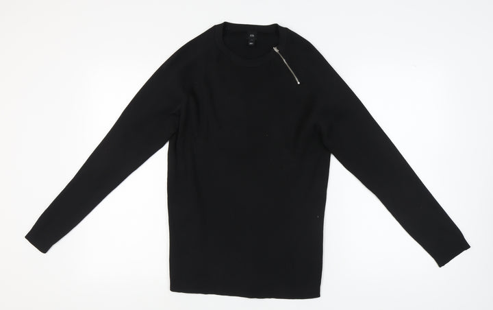 River Island Black Knit Long Sleeve Top L
