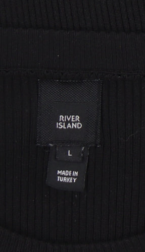 River Island Black Knit Long Sleeve Top L